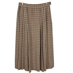 Vintage Schrader Wool Plaid Skirts Midi Pleated Size 8